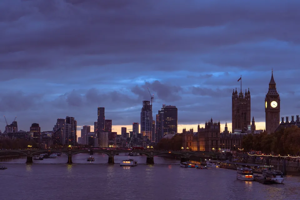 Westminster in London at dusk
